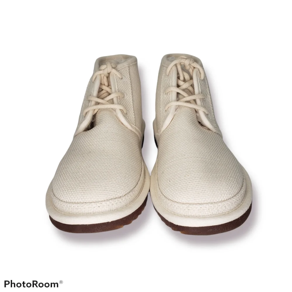 UGG Neumel Natural Canvas Booties Sz 7